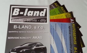 Desky s letáky pro společnost B-land, s.r.o.